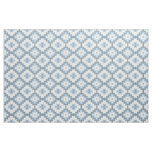 Tissu Motif tribal Pastel Bleu Gris Blanc Ikat