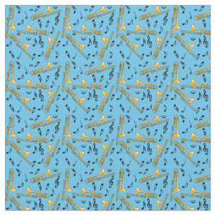 Tissu Motif Trombone Music Notes