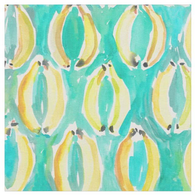 Tissu Motif tropical d'aquarelle de danse de banane (Fermer)