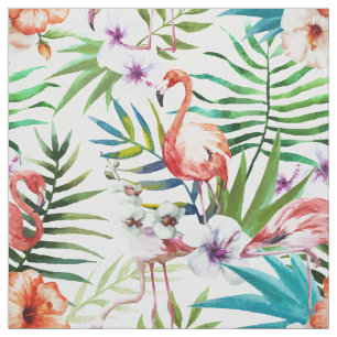 Tissu Motif tropical de jardin de nature de Flamant rose