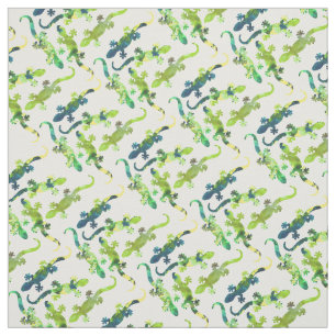 Tissu Motif tropical de lézard d'aquarelle verte