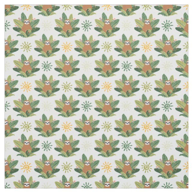 Tissu Motif tropical de paresse (Échantillon)