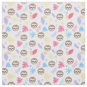 Tissu Motif tropical de paresse et de feuille