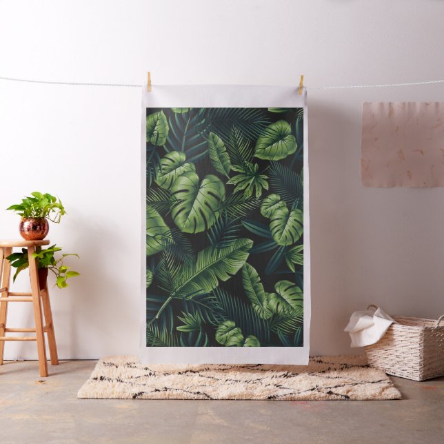 Tissu Motif Tropical Noir (In Situ)