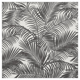 Tissu Motif tropical noir moderne de palmiers
