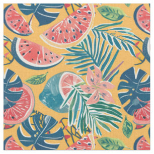 Tissu Motif Tropical Pastèque