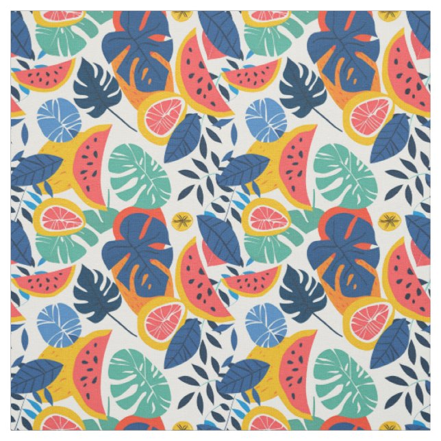 Tissu Motif Tropical Pastèque & Ananas (Échantillon)