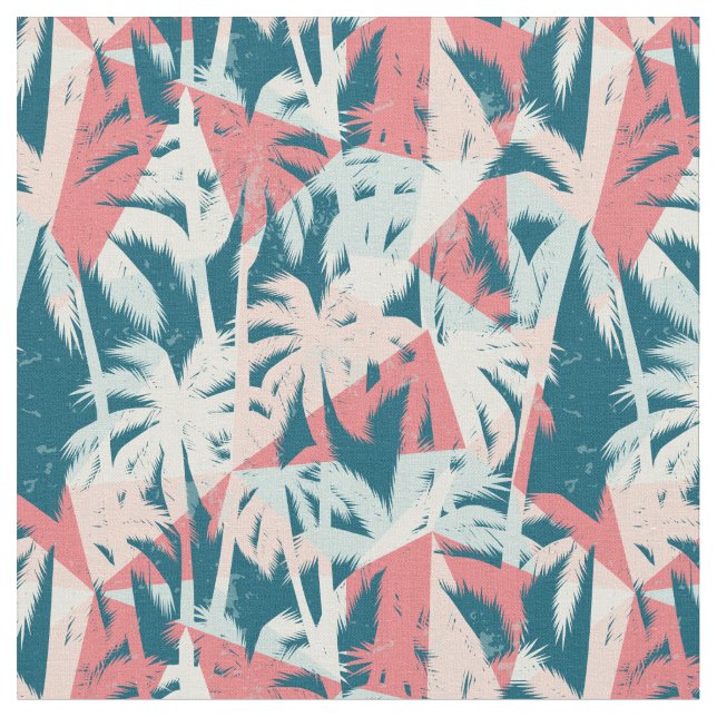 Tissu Motif Tropical Turquoise Palm Tree (Fermer)