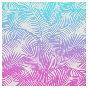 Tissu Motif tropical turquoise rose moderne de palmiers
