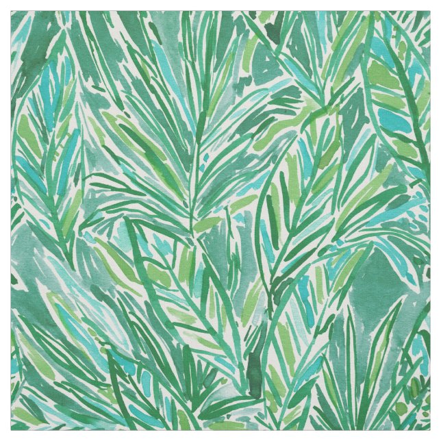 Tissu Motif tropical vert sauvage de feuille de JUNGLE (Échantillon)