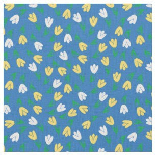 Tissu Motif tulipes bleu et jaune - collection