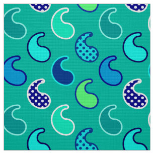 Tissu Motif, turquoise, bleu et Aqua modernes de Paisley