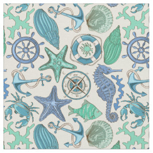 Tissu Motif turquoise d'animaux de mer