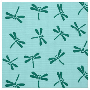 Tissu Motif, turquoise et Aqua japonais de libellule