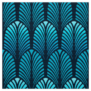 Tissu Motif, turquoise et marine de plume d'art déco