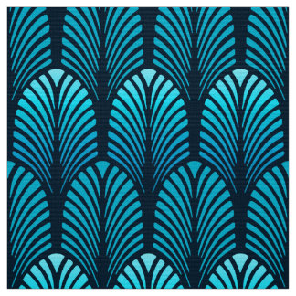 Tissu Motif, turquoise et marine de plume d'art déco
