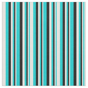 Tissu Motif Turquoise foncé, Blanc & Noir