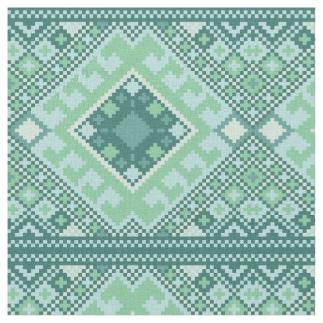 Tissu Motif Turquoise Pixel Aztec (Fermer)