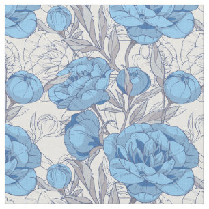 Tissu motif vectoriel floral bleu et gris
