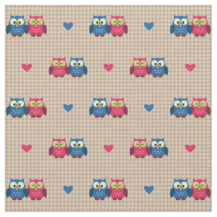 Tissu Motif vérifié avec des hiboux d'amour