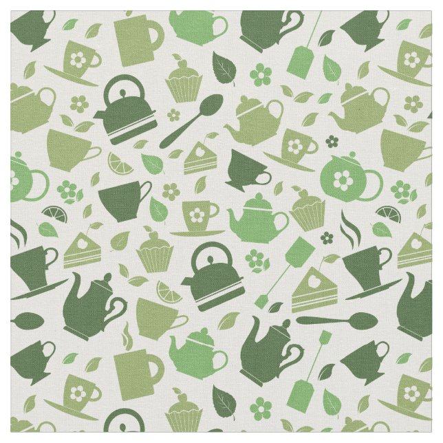 Tissu Motif vert à thème thé (Fermer)