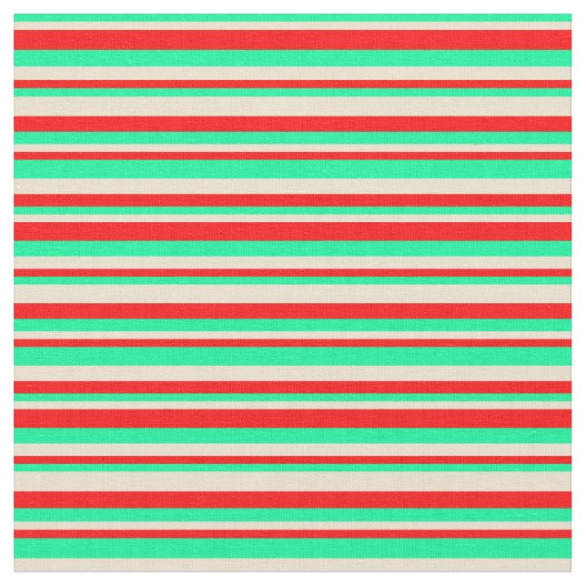 Tissu Motif vert, beige et rouge (Fermer)
