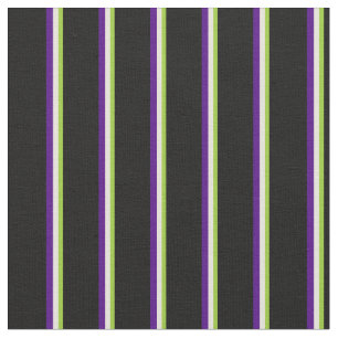Tissu Motif vert, beige, indigo et rayures noires