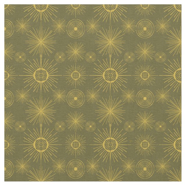 Tissu Motif vert Boho Celestial Sun Stars (Fermer)