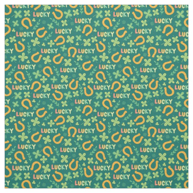 Tissu Motif vert CHANCEUX irlandais (Échantillon)