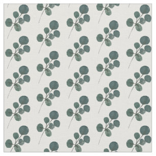 Tissu Motif vert de feuillage d'eucalyptus à l'aquarelle