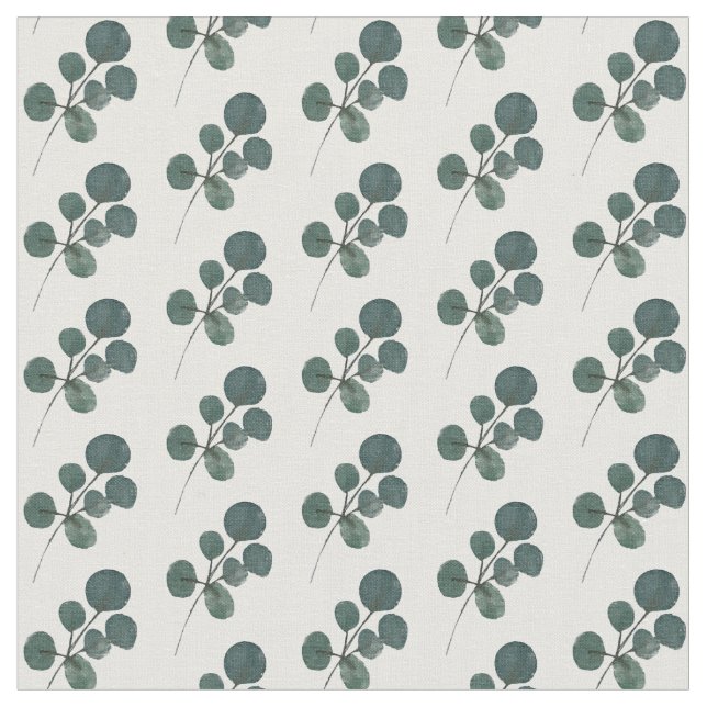 Tissu Motif vert de feuillage d'eucalyptus à l'aquarelle (Fermer)