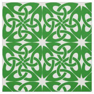 Tissu Motif vert et blanc de Knotwork de Celtic