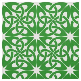 Tissu Motif vert et blanc de Knotwork de Celtic