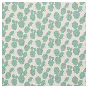 Tissu Motif vert et rose de cactus