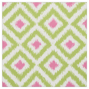 Tissu Motif vert et rose de large échelle d'Ikat de
