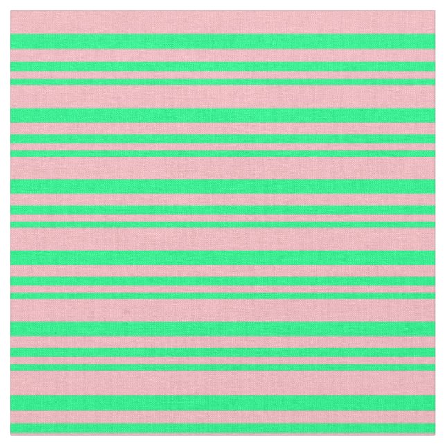 Tissu Motif vert et rose pâle rayé/lin (Fermer)