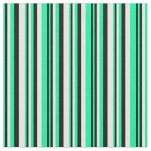 Tissu Motif vert, noir et crème à la menthe