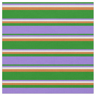 Tissu Motif vert, violet, blanc et chocolat