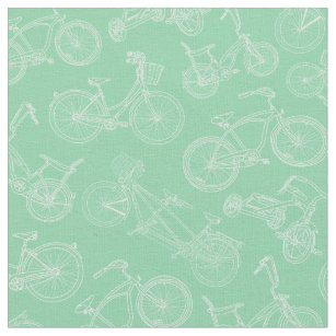 Tissu Motif vintage à vélo vert Mint