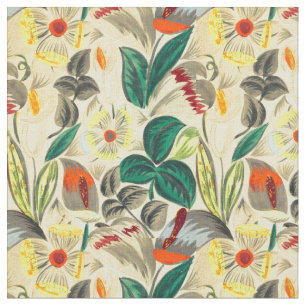Tissu Motif vintage Art déco Fleurs tropicales
