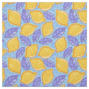 Tissu motif vintage avec citrons au style doodle.