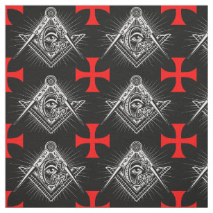 Tissu motif vintage de la Croix du Chevalier maçon noir