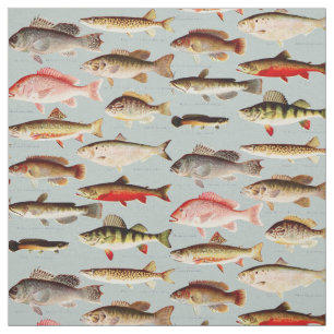 Tissu Motif vintage de poisson nord-américain