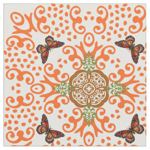 Tissu Motif vintage de regard de papillon