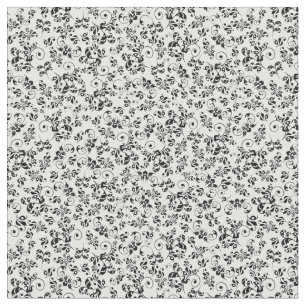 Tissu Motif Vintage Floral noir et blanc