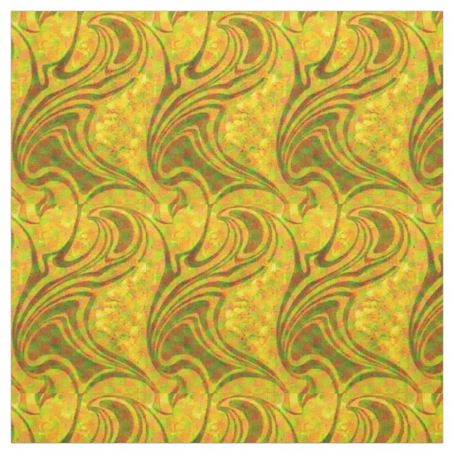 Tissu Motif vintage rétro psychédélique jaune (Échantillon)