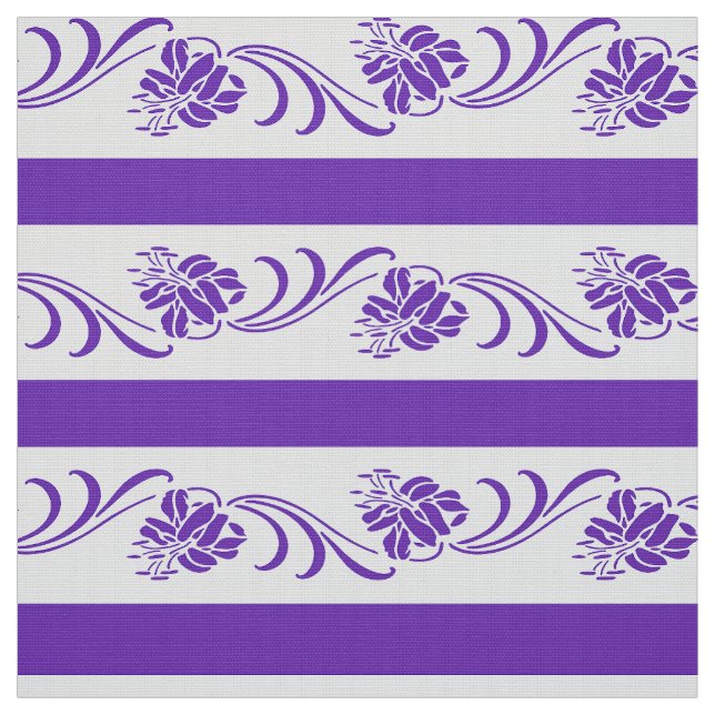 Tissu Motif violet floral de rayures (Échantillon)