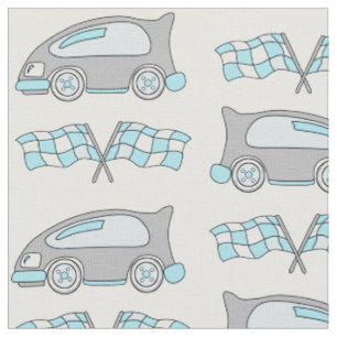 Tissu Motif voiture de course et drapeaux