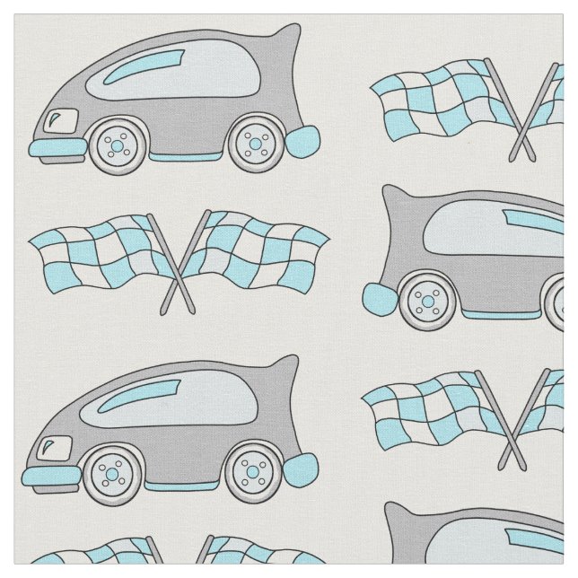 Tissu Motif voiture de course et drapeaux (Fermer)