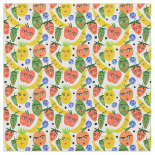Tissu Motif Whimsical Funny Fruit Salad